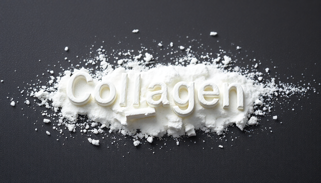 word collagen on top of white powder